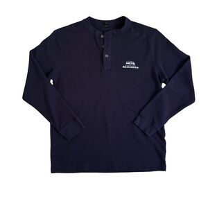 Dunbrooke Seattle Seahawks Navy Long Sleeve Waffle Henley Shirt